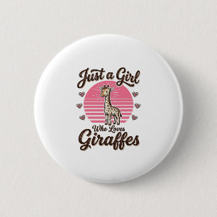 Gewoon een meisje dat van giraffen houdt vintage s ronde button 5,7 cm
