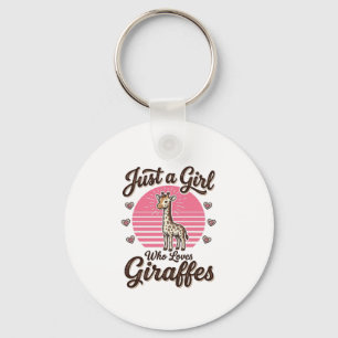 Gewoon een meisje dat van giraffen houdt vintage s sleutelhanger