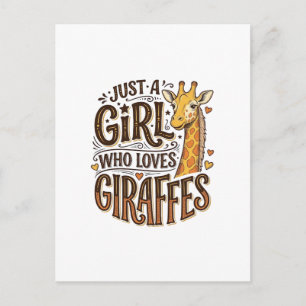 Gewoon een meisje dat van giraffen houdt vintage T Briefkaart