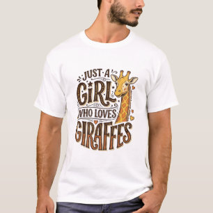 Gewoon een meisje dat van giraffen houdt vintage T T-shirt