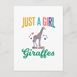 Gewoon een meisje dat van giraffen houdt vintage v briefkaart