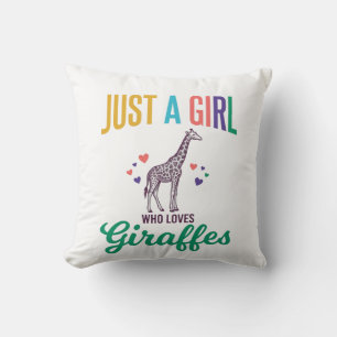 Gewoon een meisje dat van giraffen houdt vintage v kussen