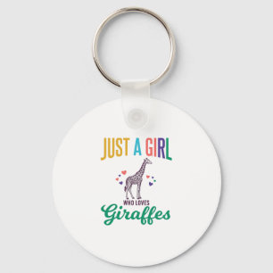 Gewoon een meisje dat van giraffen houdt vintage v sleutelhanger