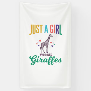 Gewoon een meisje dat van giraffen houdt vintage v spandoek