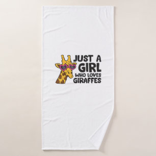 Gewoon een meisje dat van Giraffes houdt 3 Badhanddoek