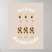 Gewoon een meisje dat van Giraffes houdt, een meis Poster (Voorkant)