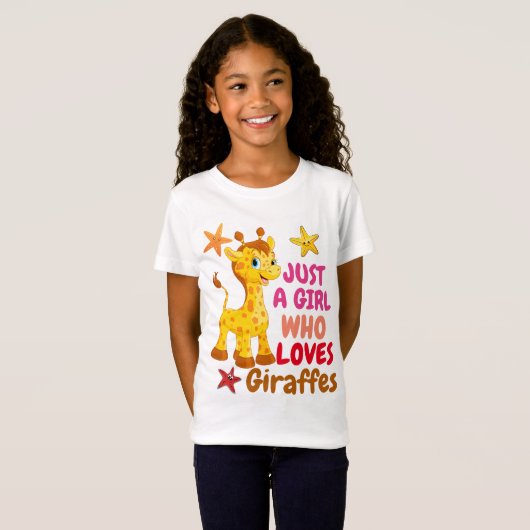 gewoon een meisje dat van giraffes t-shirt houdt (Voorkant volledig)