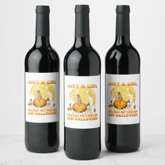 Gewoon een meisje dat van Golden Retriever houdt Wijn Etiket (Flessen)