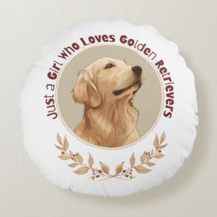 Gewoon een meisje dat van Golden Retrievers houdt Rond Kussen