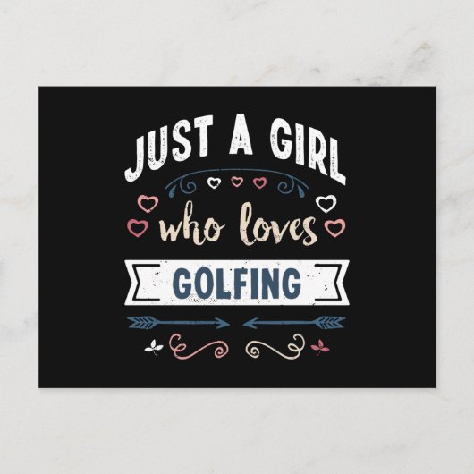 Gewoon een meisje dat van Golfing Funny Gifts houd Briefkaart (Voorkant)