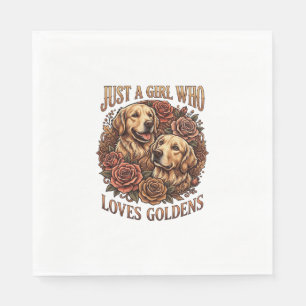 Gewoon een meisje dat van goudhonden hondenrozen h servet
