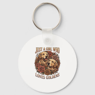 Gewoon een meisje dat van goudhonden hondenrozen h sleutelhanger