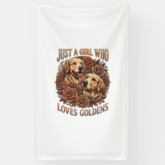 Gewoon een meisje dat van goudhonden hondenrozen h spandoek