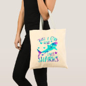 Gewoon een meisje dat van haaien houdt, die de haa tote bag (Voorkant (product))