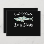 Gewoon een meisje dat van haaien houdt - geeft zee aankondigingskaart (Voorkant / Achterkant)