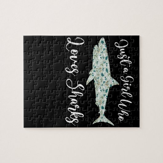 Gewoon een meisje dat van haaien houdt - geeft zee legpuzzel (Horizontaal)