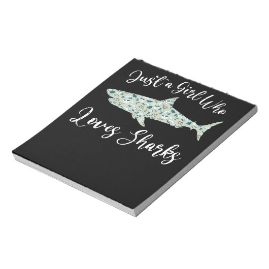 Gewoon een meisje dat van haaien houdt - geeft zee notitieblok (Linkerzijde)