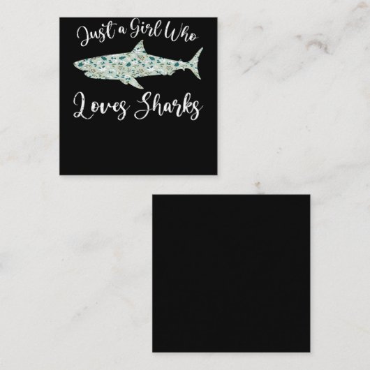 Gewoon een meisje dat van haaien houdt - geeft zee vierkante visitekaartje (Voorkant / Achterkant)