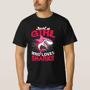 Gewoon een meisje dat van haaien houdt, grappig ca t-shirt