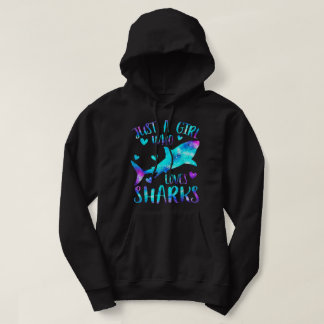 gewoon een meisje dat van haaien houdt - waterverf hoodie