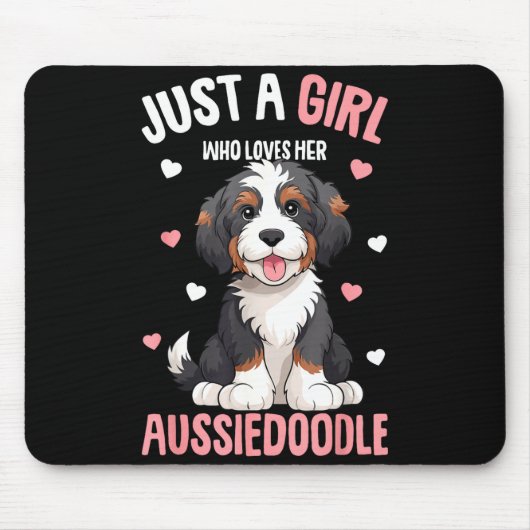 Gewoon een meisje dat van haar Aussiedoodle Aussie Muismat (Voorkant)