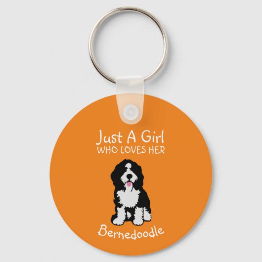 Gewoon een meisje dat van haar Bernedoodle houdt Sleutelhanger (Voorkant)