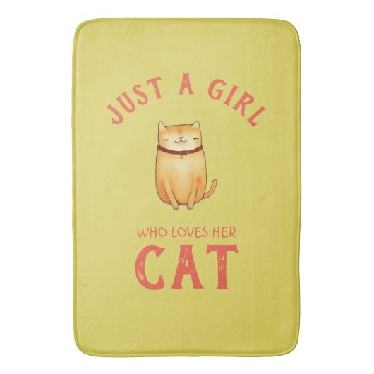 Gewoon een meisje dat van haar Cat houdt Badmat (Voorkant Verticaal)