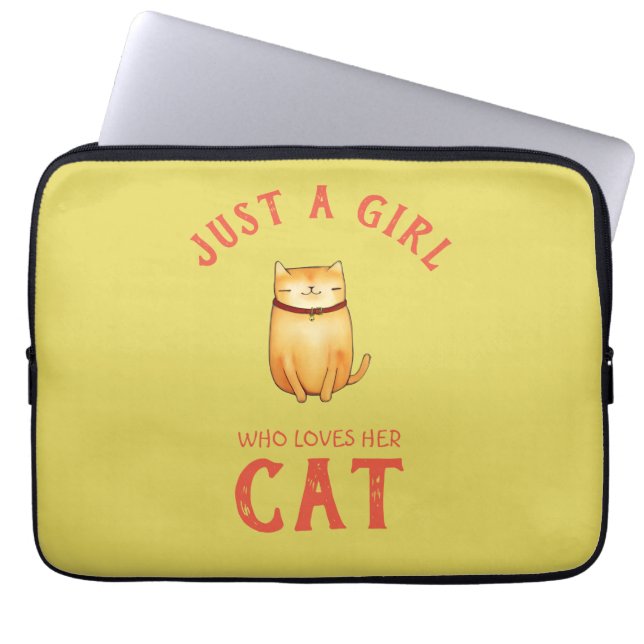 Gewoon een meisje dat van haar Cat houdt Laptop Sleeve (Voorkant)