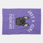 Gewoon een meisje dat van haar Frenchie houdt Theedoek (Horizontaal)