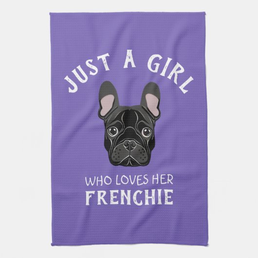 Gewoon een meisje dat van haar Frenchie houdt Theedoek (Verticaal)