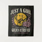 Gewoon een meisje dat van haar Golden Retriever ho Wandkleed (Voorkant)