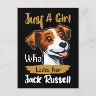 Gewoon een meisje dat van haar jack russell typogr feestdagenkaart