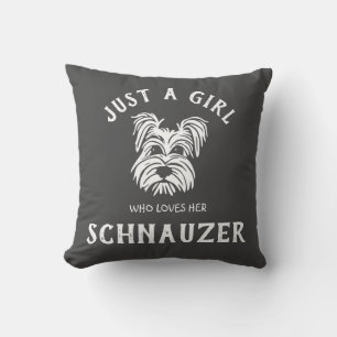 Gewoon een meisje dat van haar Schnauzer houdt Kussen