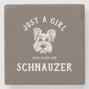 Gewoon een meisje dat van haar Schnauzer houdt Stenen Onderzetter