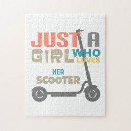 Gewoon een meisje dat van haar scooter houdt legpuzzel