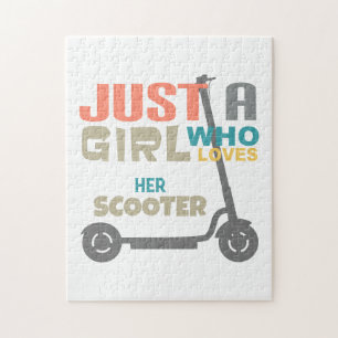Gewoon een meisje dat van haar scooter houdt legpuzzel