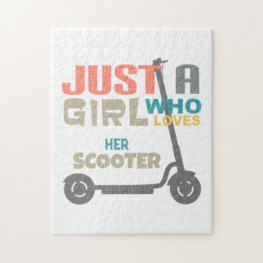 Gewoon een meisje dat van haar scooter houdt legpuzzel (Verticaal)