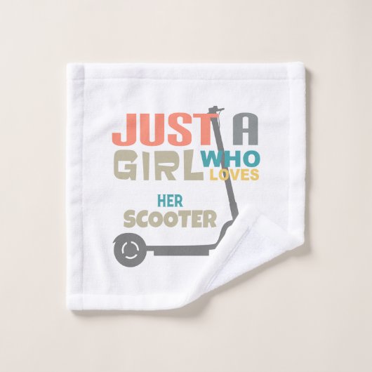 Gewoon een meisje dat van haar scooter houdt washandje (Wasdoekje)