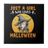 Gewoon een meisje dat van Halloween design houdt Tegeltje (Voorkant)