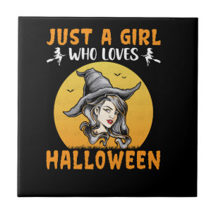 Gewoon een meisje dat van Halloween design houdt Tegeltje
