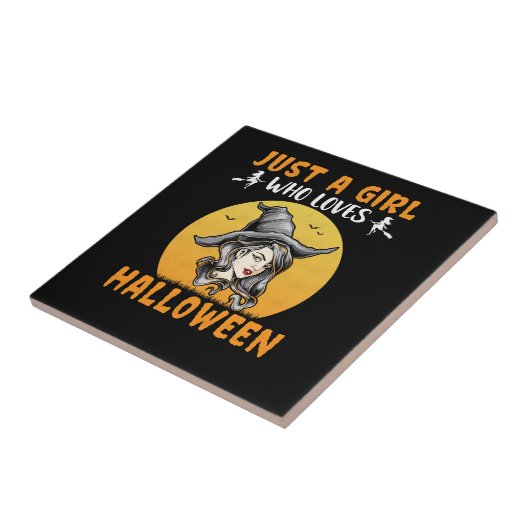 Gewoon een meisje dat van Halloween design houdt Tegeltje (Zijkant)