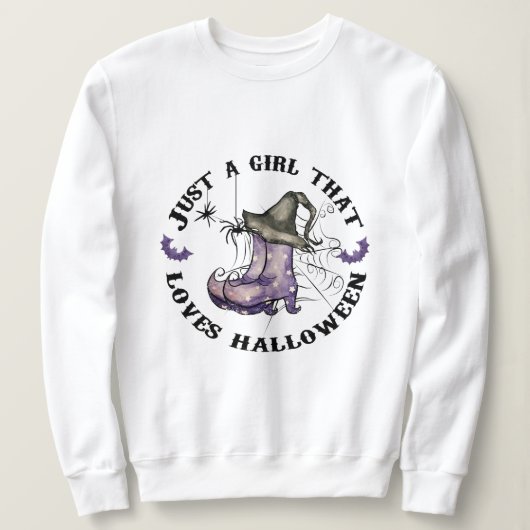 Gewoon een meisje dat van halloween houdt trui (Design voorkant)