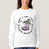 Gewoon een meisje dat van halloween houdt trui (Voorkant)