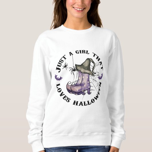 Gewoon een meisje dat van halloween houdt trui (Voorkant)