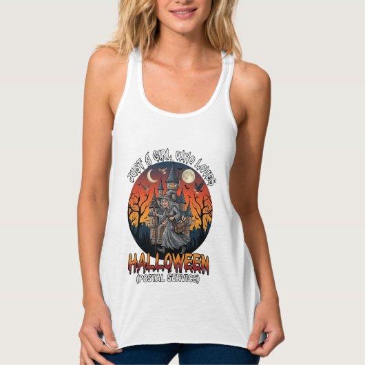 Gewoon Een Meisje Dat Van Halloween Postdienst Gra Tanktop (Voorkant)
