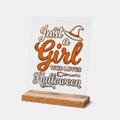 Gewoon een meisje dat van Halloween Vector Design Acryl Bord (Hoek)