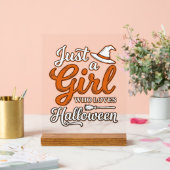 Gewoon een meisje dat van Halloween Vector Design Acryl Bord (Huwelijk)