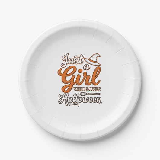 Gewoon een meisje dat van Halloween Vector Design Papieren Bordje (Voorkant)