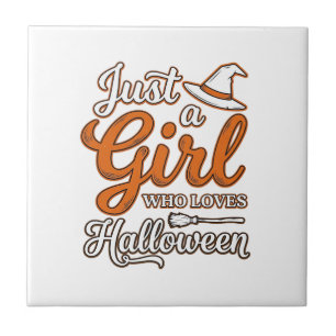 Gewoon een meisje dat van Halloween Vector Design Tegeltje