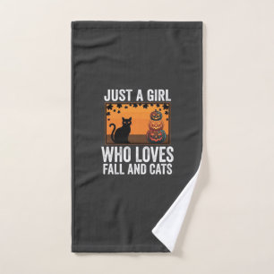 Gewoon een meisje dat van herfst en katten houdt_1 handdoek